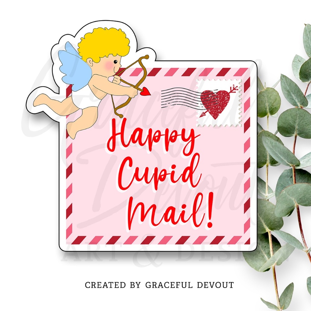 ♥️Happy Cupid Mail!- Sticker 2" (inches) 48ct.)  [GD42-48]